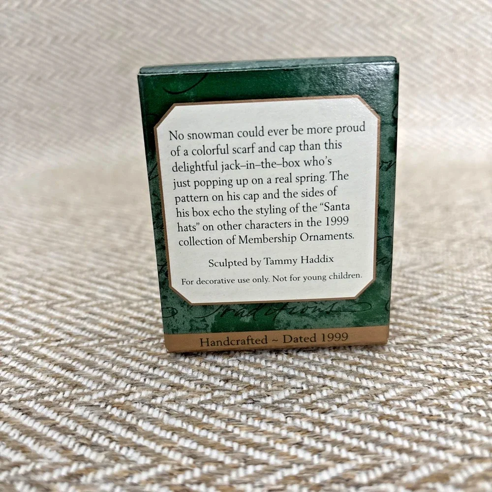 Hallmark Club Miniature Ornament Snowy Surprise 1999 Snowman Jack in the Box